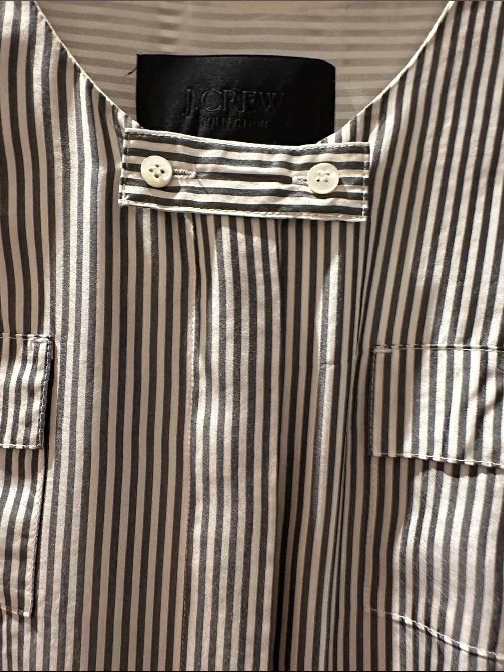 J. Crew Silk Black and White Striped Button-Front Shirt Dress
